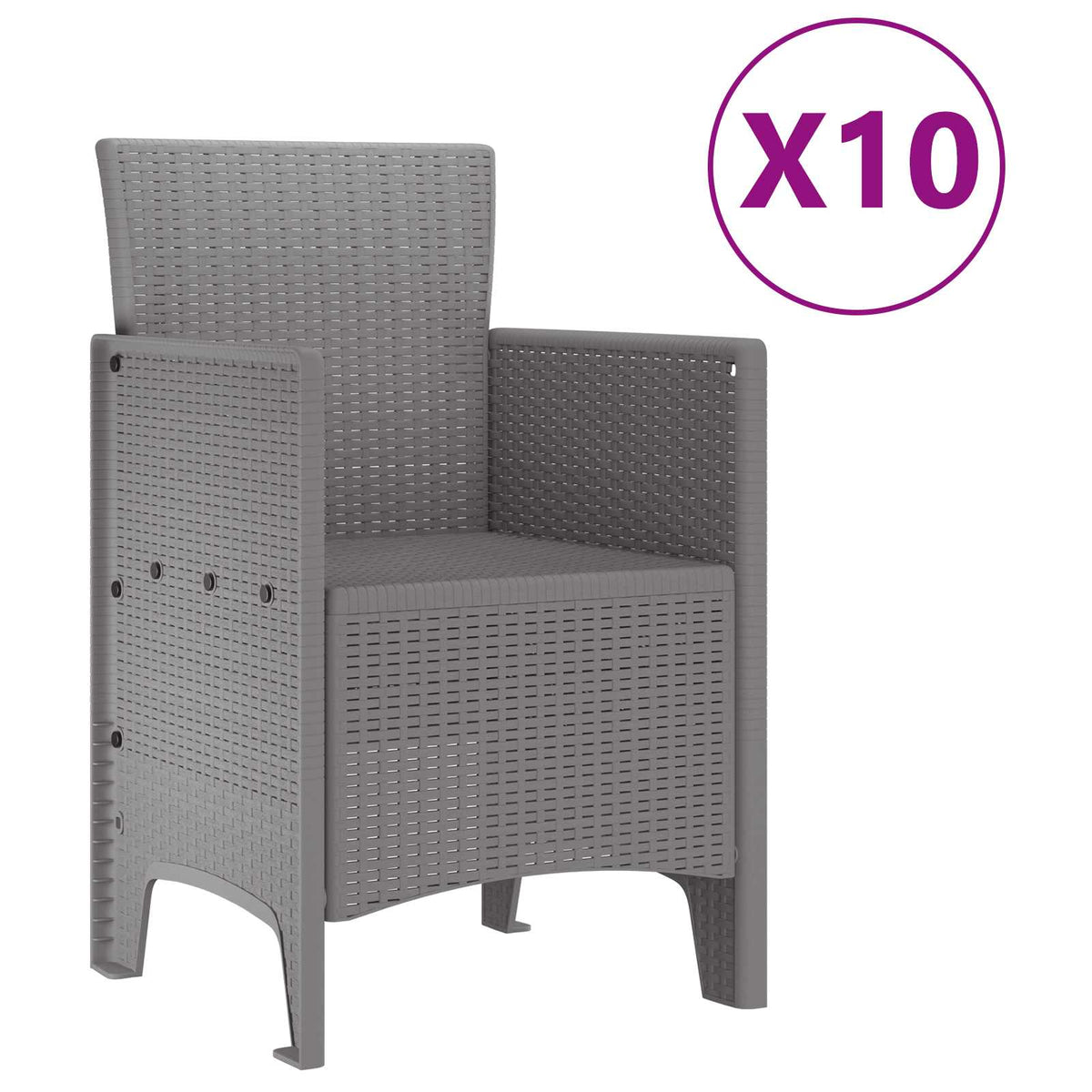 vidaXL Garden Dining Set 11 pcs Light Grey Polypropylene
