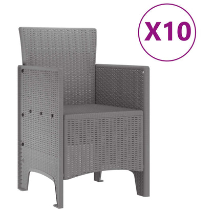 vidaXL Garden Dining Set 11 pcs Light Grey Polypropylene