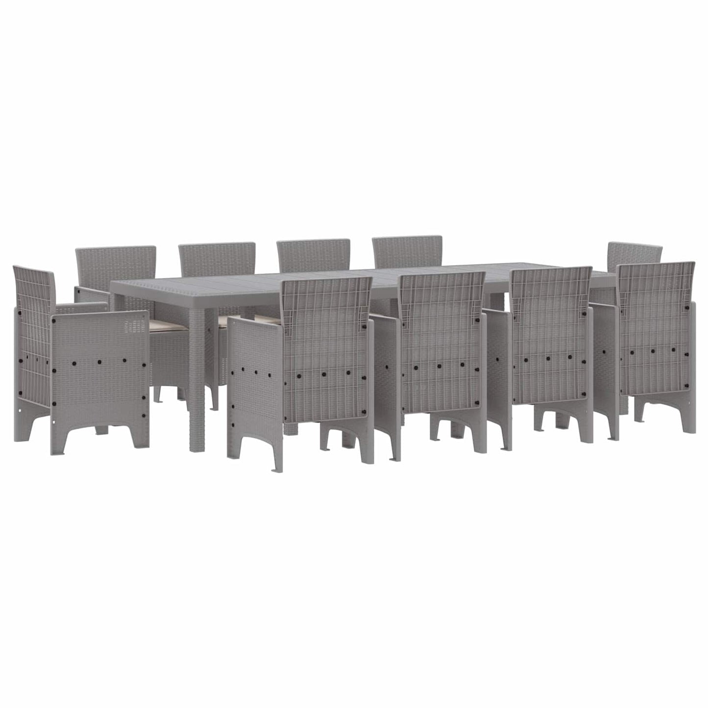vidaXL Garden Dining Set 11 pcs Light Grey Polypropylene