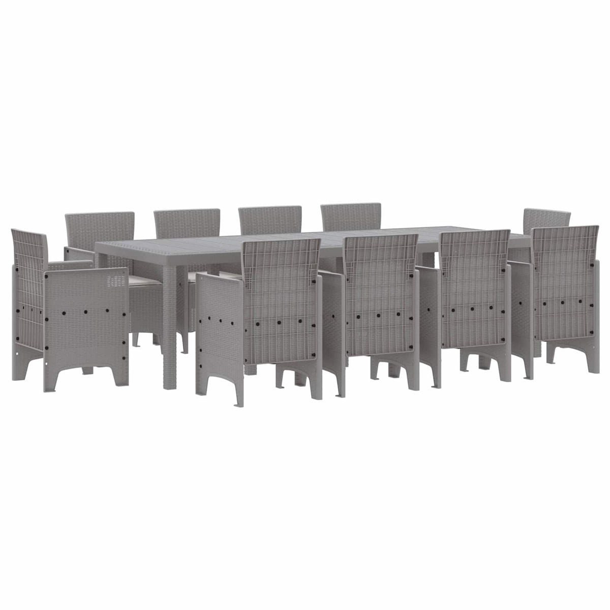 vidaXL Garden Dining Set 11 pcs Light Grey Polypropylene