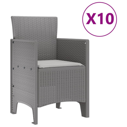 vidaXL Garden Dining Set 11 pcs Light Grey Polypropylene