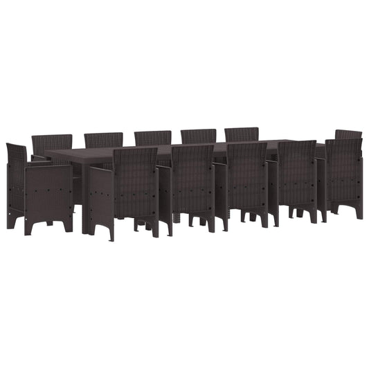 vidaXL Garden Dining Set 13 pcs Brown Poly rattan