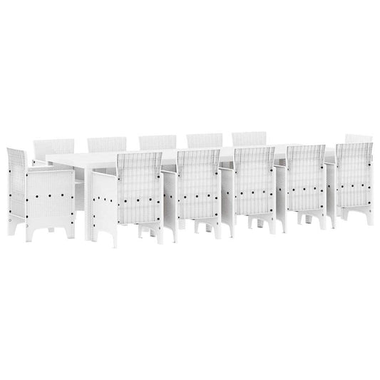 vidaXL Garden Dining Set 13 pcs White Poly rattan