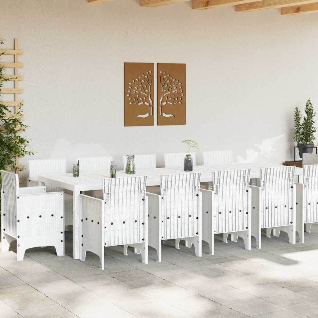 vidaXL Garden Dining Set 13 pcs White and Light grey