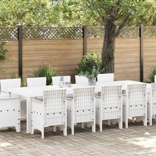 vidaXL Garden Dining Set 13 pcs White and Light grey
