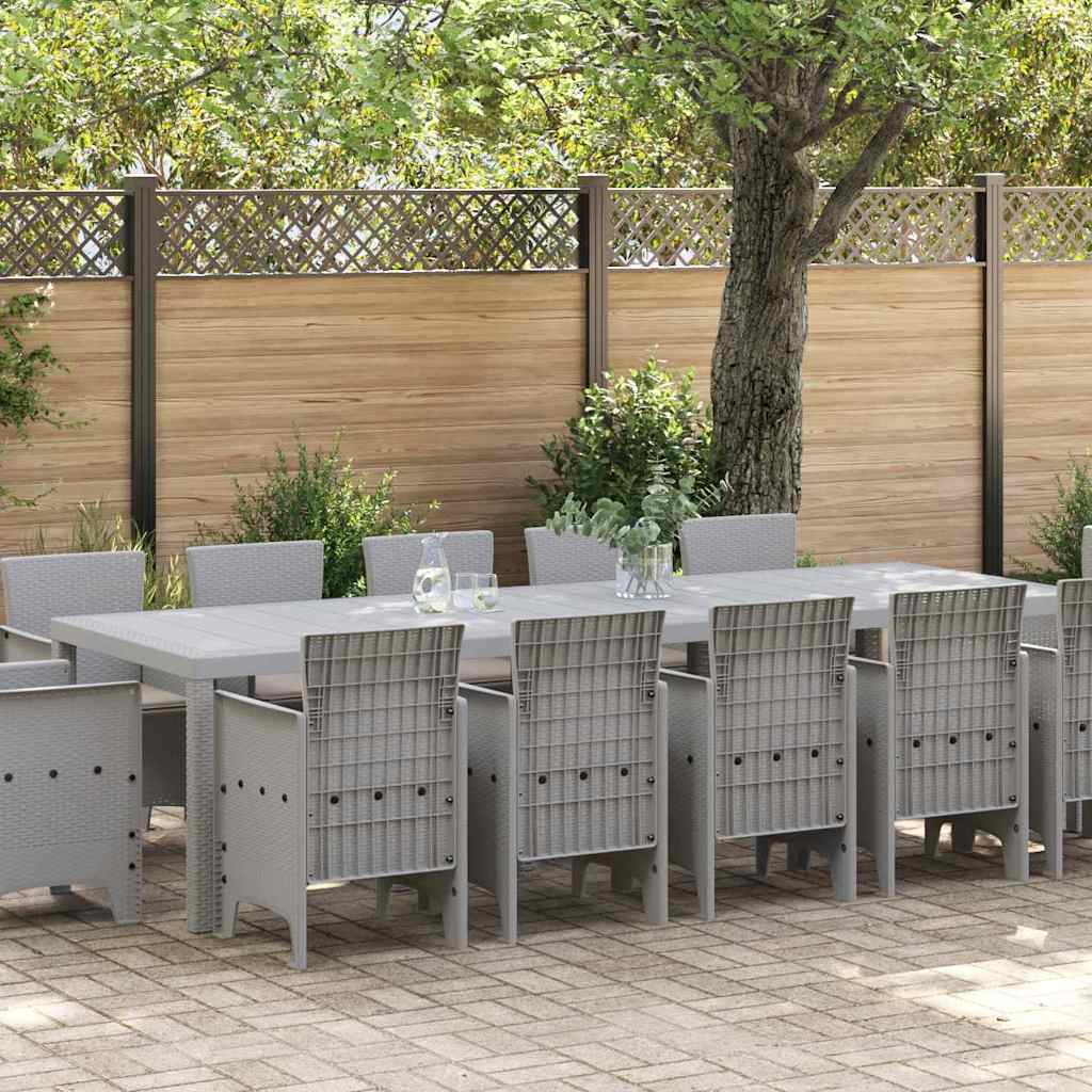 vidaXL Garden Dining Set 13 pcs Light grey Poly rattan