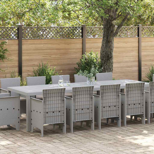 vidaXL Garden Dining Set 13 pcs Light grey Poly rattan