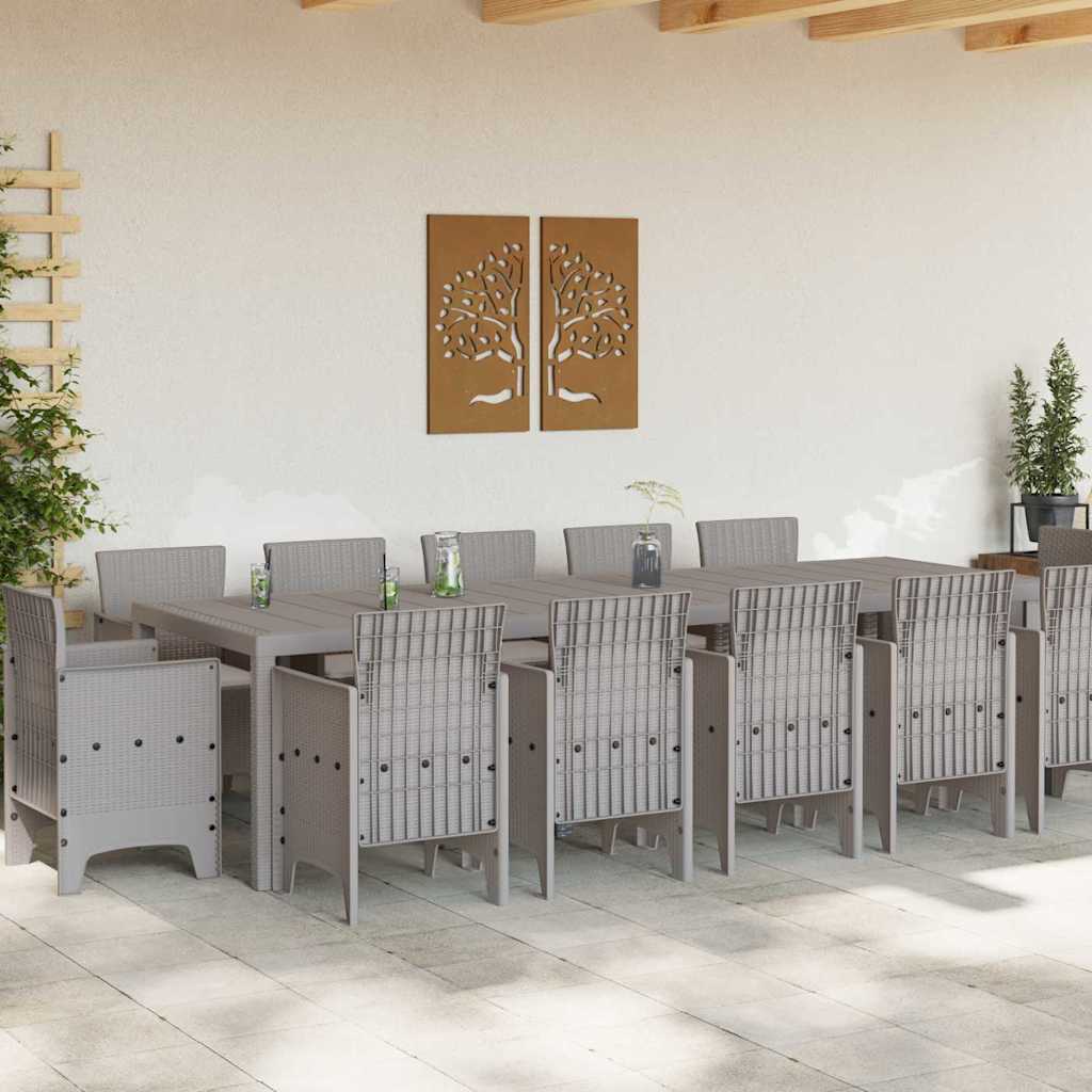 vidaXL Garden Dining Set 13 pcs Light grey Poly rattan