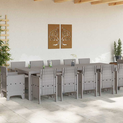 vidaXL Garden Dining Set 13 pcs Light grey Poly rattan