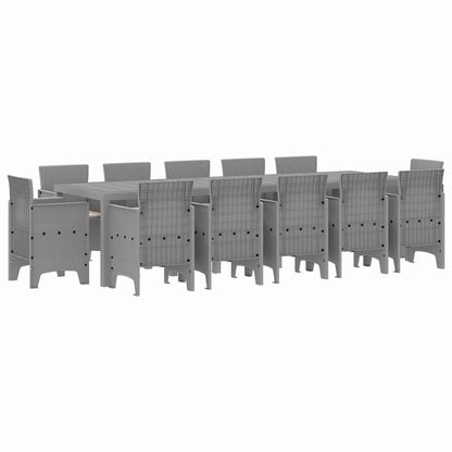 vidaXL Garden Dining Set 13 pcs Light grey Poly rattan