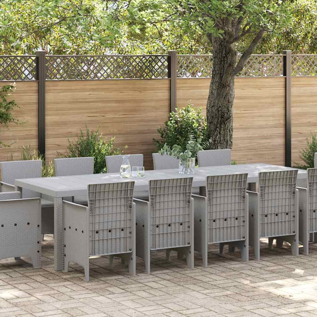 vidaXL Garden Dining Set 13 pcs Light Grey Poly rattan