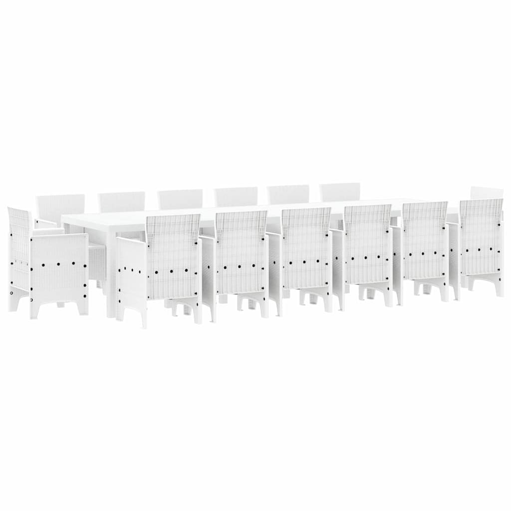 vidaXL Garden Dining Set 15 pcs White Polt rattan