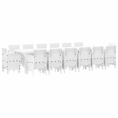 vidaXL Garden Dining Set 15 pcs White Polt rattan