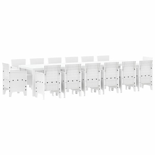 vidaXL Garden Dining Set 15 pcs White Polt rattan