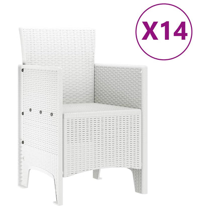 vidaXL Garden Dining Set 15 pcs White Polt rattan