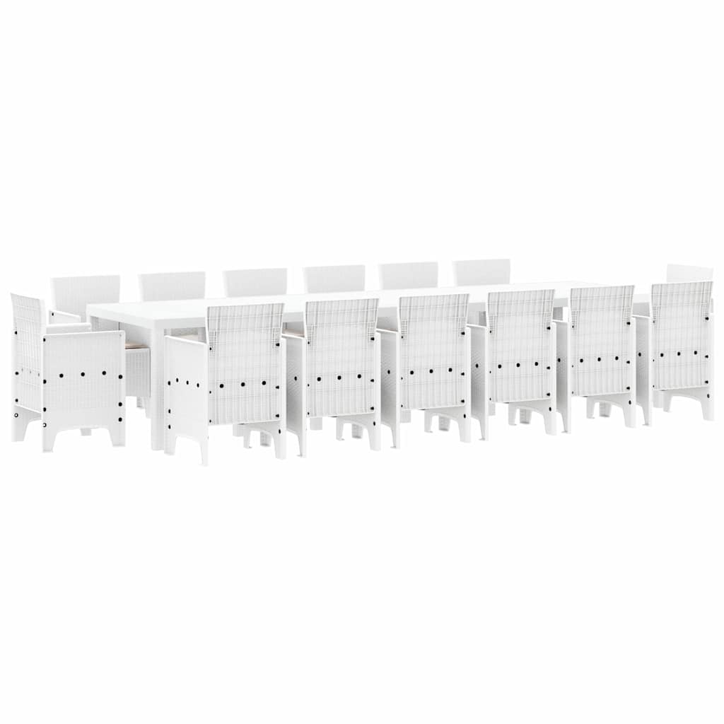 vidaXL Garden Dining Set 15 pcs White Polt rattan