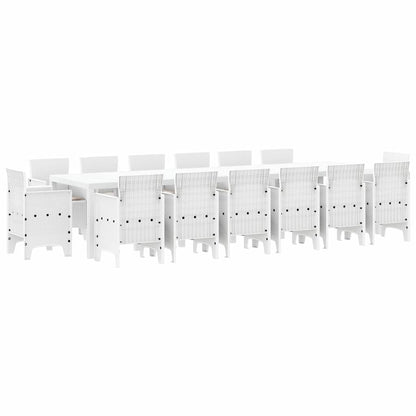 vidaXL Garden Dining Set 15 pcs White Polt rattan