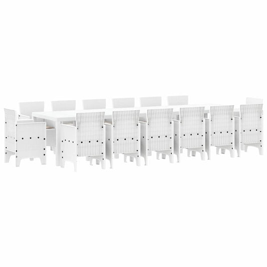 vidaXL Garden Dining Set 15 pcs White Polt rattan