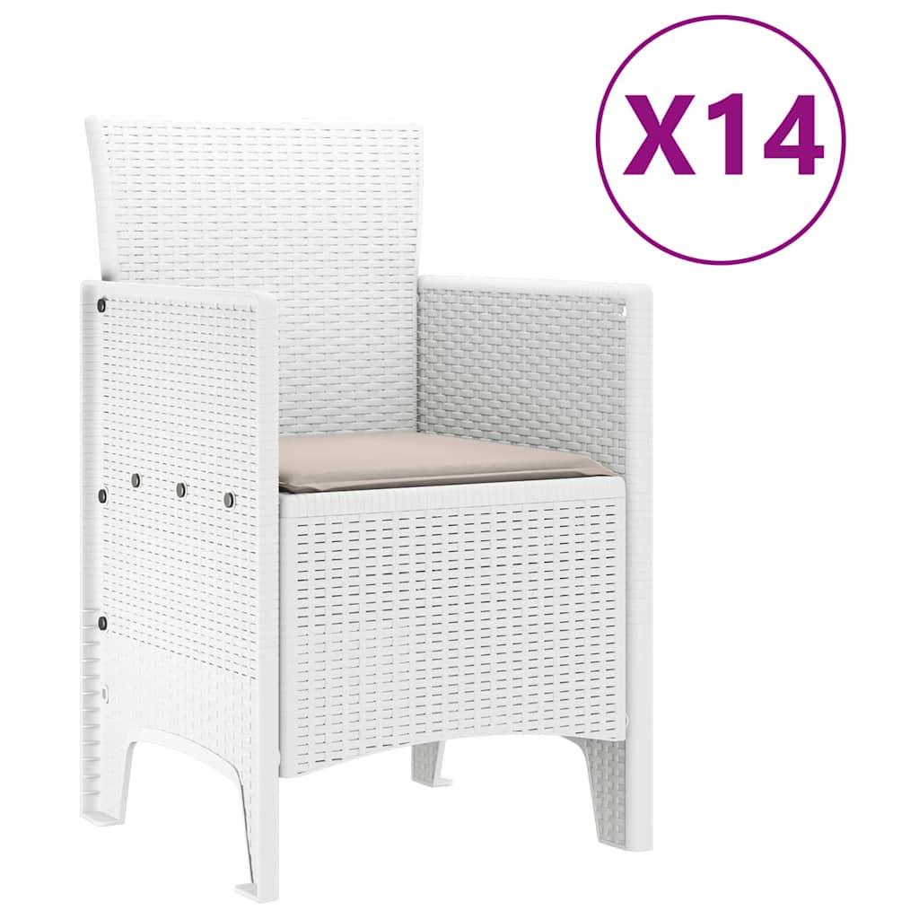 vidaXL Garden Dining Set 15 pcs White Polt rattan
