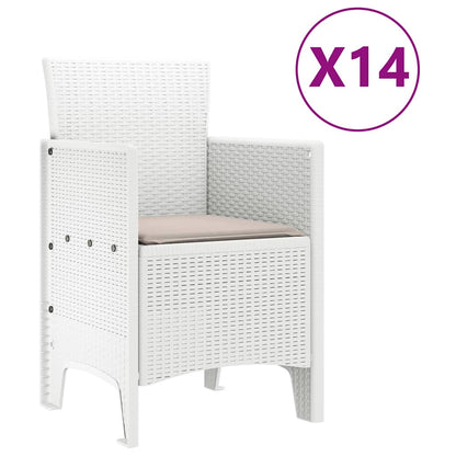 vidaXL Garden Dining Set 15 pcs White Polt rattan