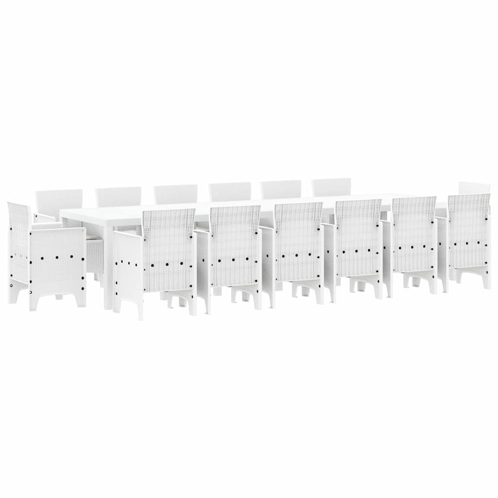 vidaXL Garden Dining Set 15 pcs White Polt rattan