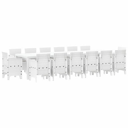 vidaXL Garden Dining Set 15 pcs White Polt rattan