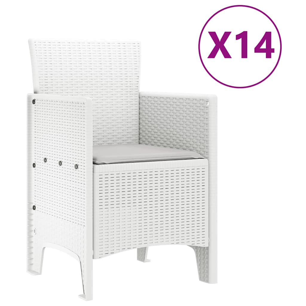 vidaXL Garden Dining Set 15 pcs White Polt rattan