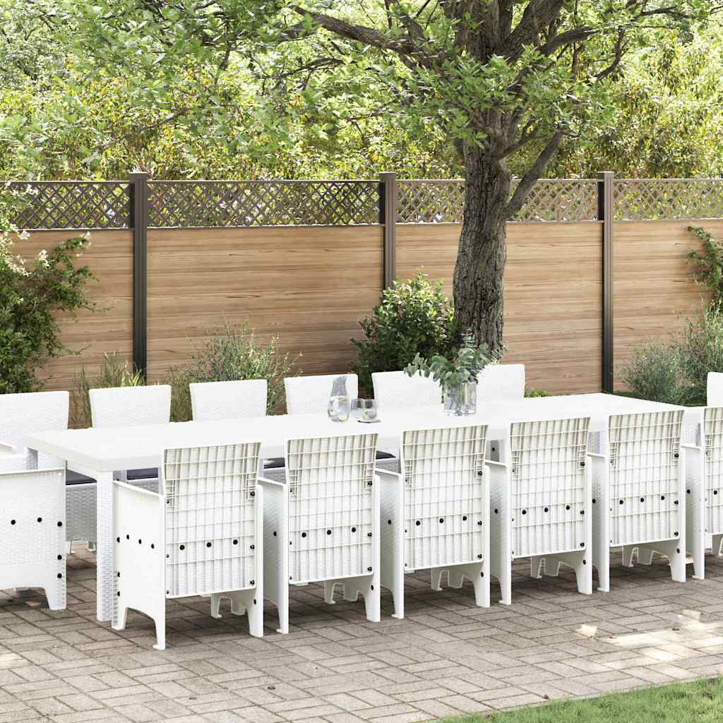 vidaXL Garden Dining Set 15 pcs White Polt rattan