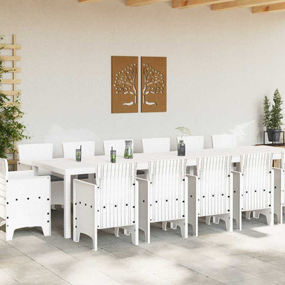 vidaXL Garden Dining Set 15 pcs White Polt rattan