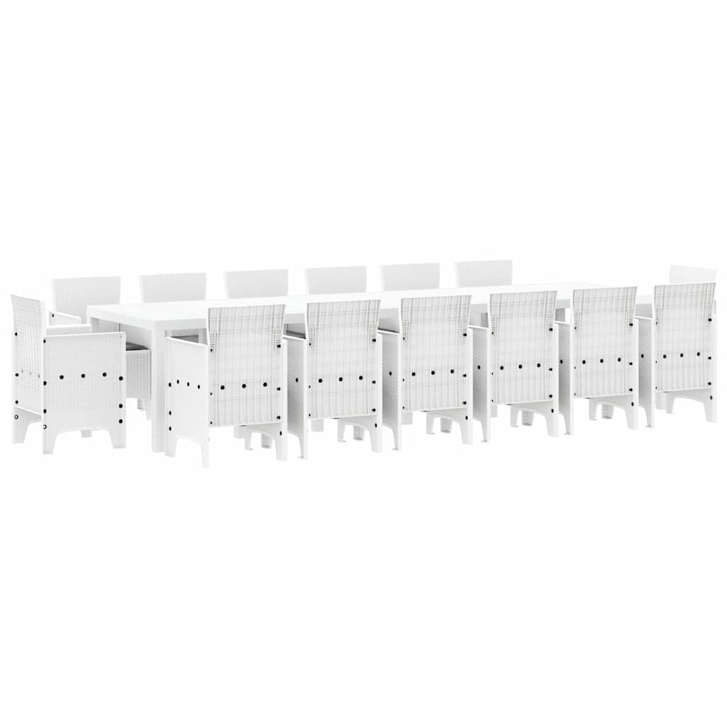vidaXL Garden Dining Set 15 pcs White Polt rattan
