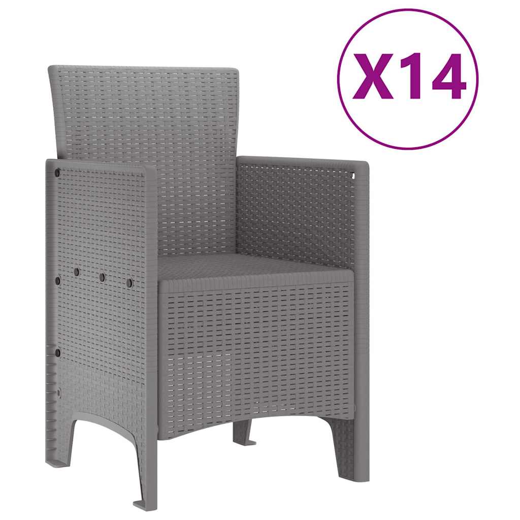 vidaXL Garden Dining Set 15 pcs Light Grey Polt rattan