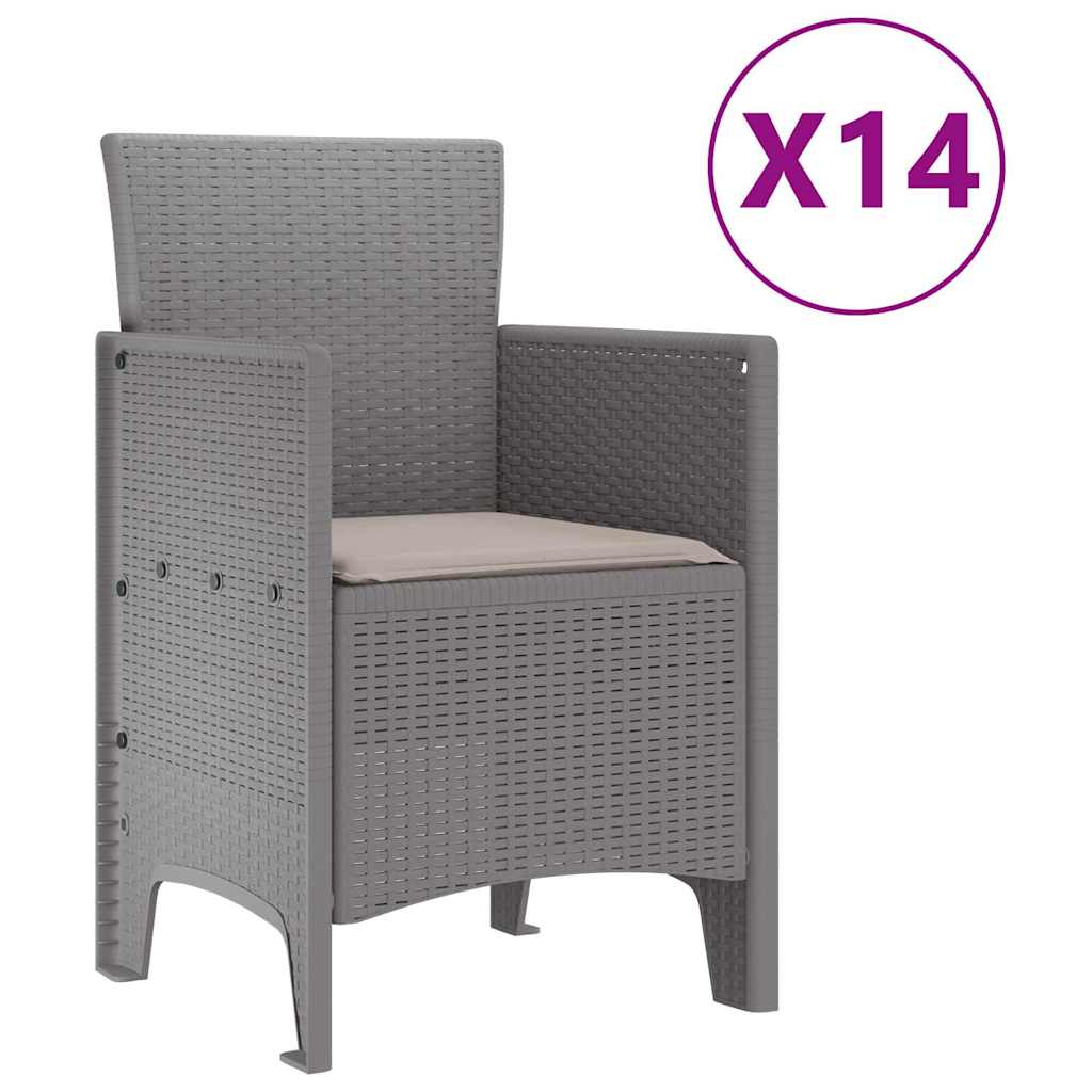 vidaXL Garden Dining Set 15 pcs Light Grey Polt rattan