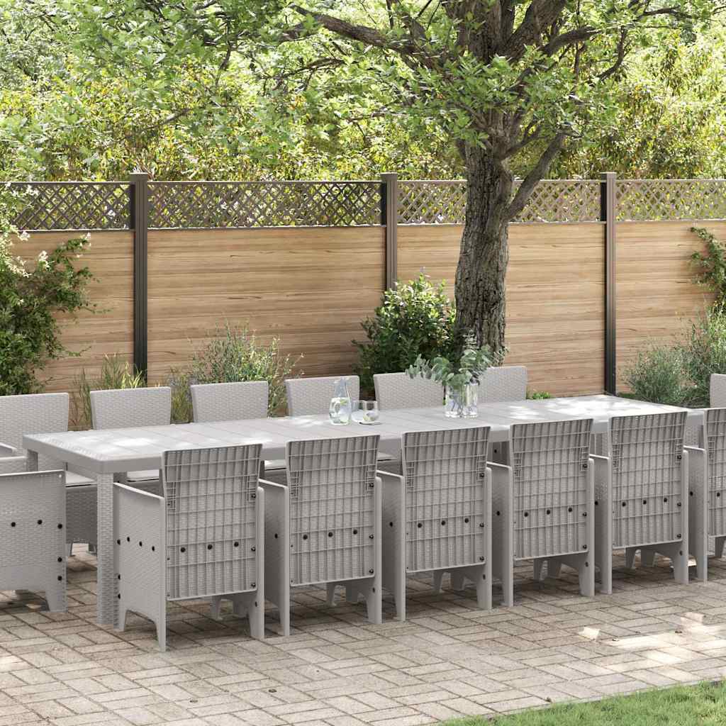 vidaXL Garden Dining Set 15 pcs Light Grey Polt rattan
