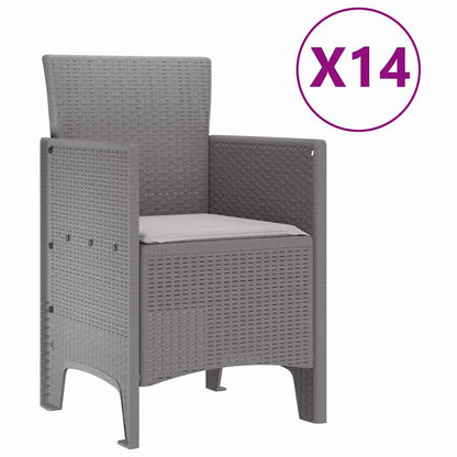 vidaXL Garden Dining Set 15 pcs Light Grey Polt rattan