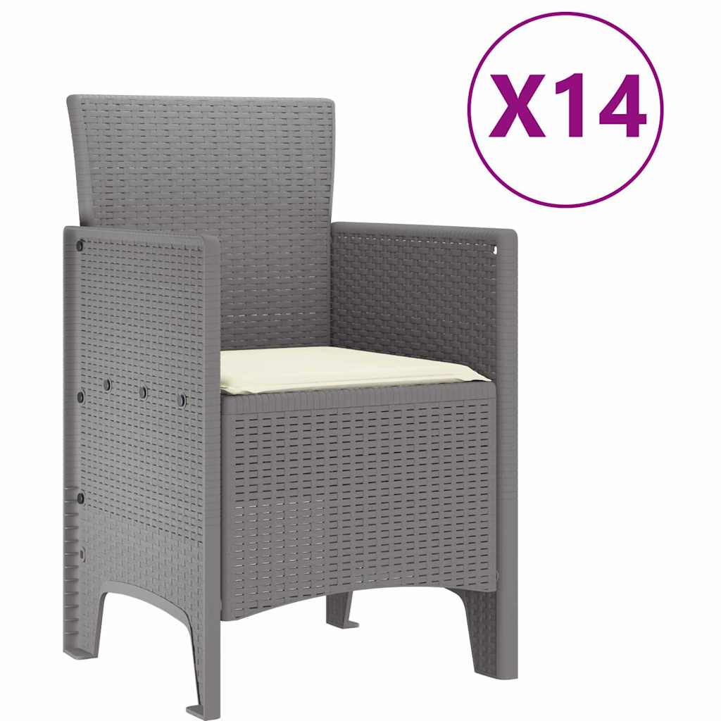 vidaXL Garden Dining Set 15 pcs Light Grey Polt rattan