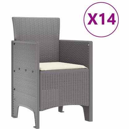 vidaXL Garden Dining Set 15 pcs Light Grey Polt rattan