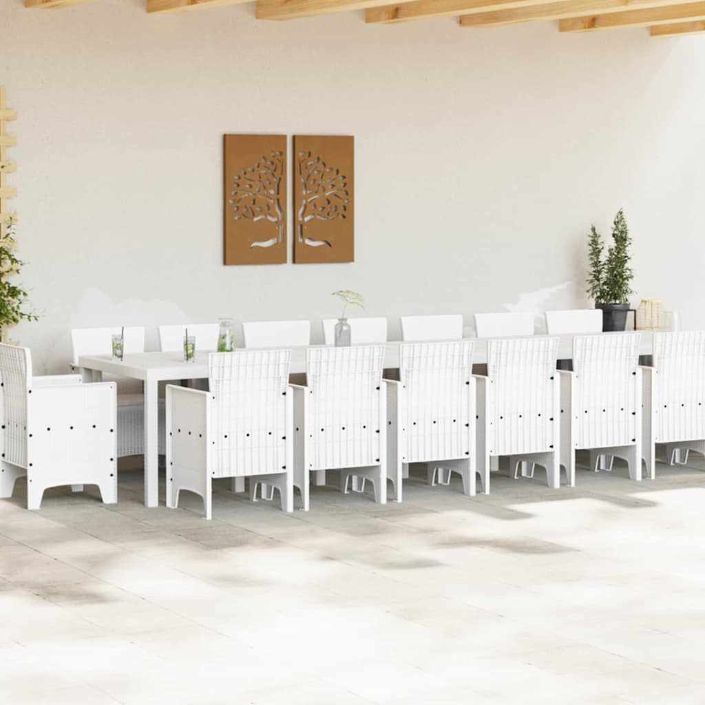 vidaXL Garden Dining Set with Cushions 17 pcs White PP