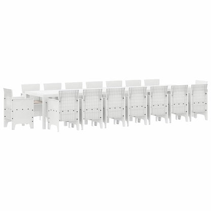 vidaXL Garden Dining Set with Cushions 17 pcs White PP