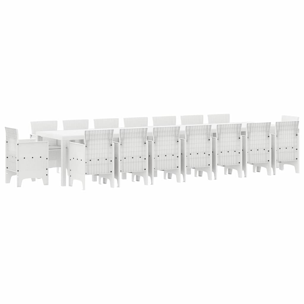 vidaXL Garden Dining Set with Cushions 17 pcs White PP