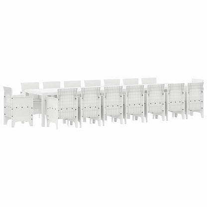 vidaXL Garden Dining Set with Cushions 17 pcs White PP