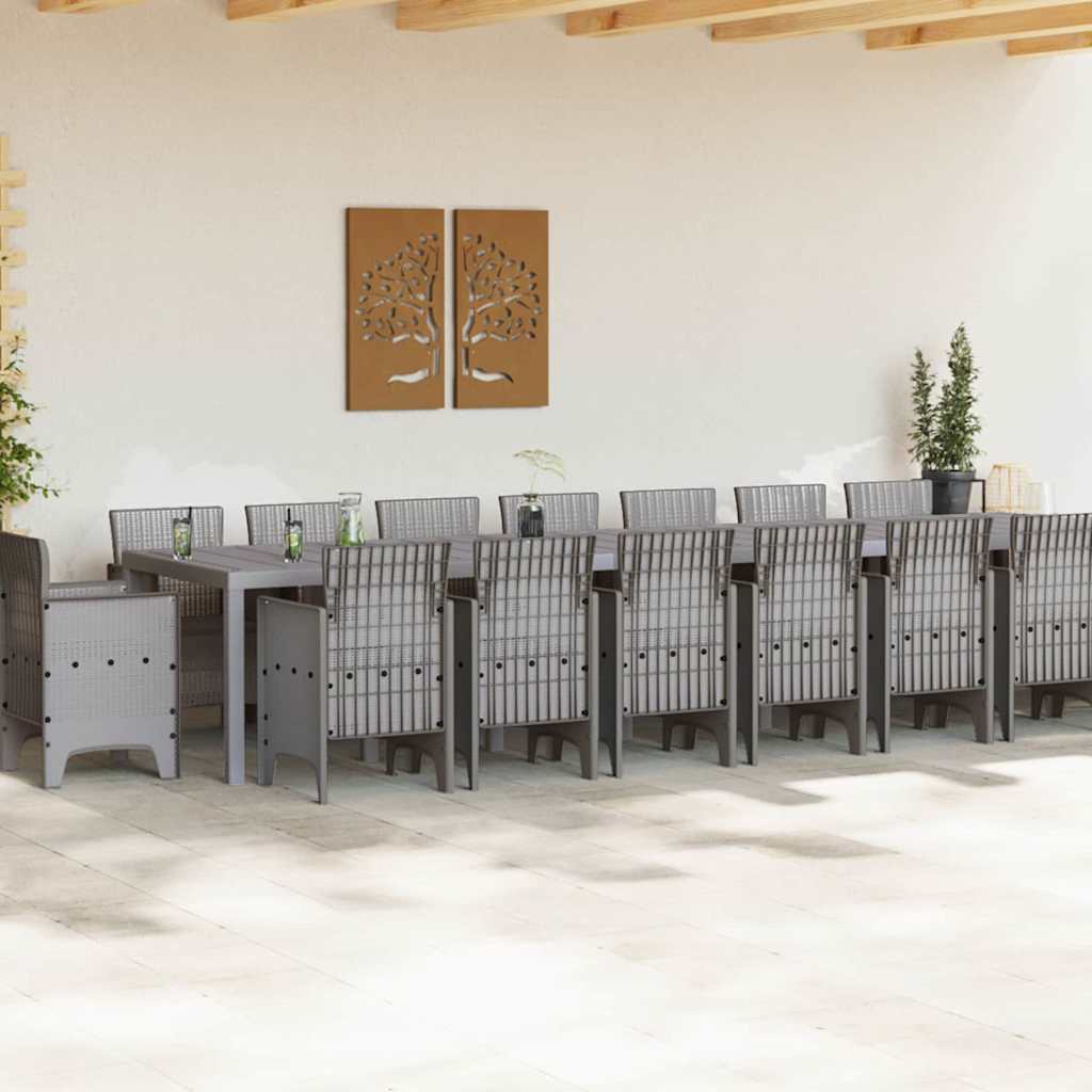 vidaXL Garden Dining Set with Cushions 17 pcs Light Grey PP