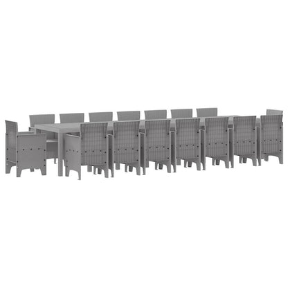 vidaXL Garden Dining Set with Cushions 17 pcs Light Grey PP