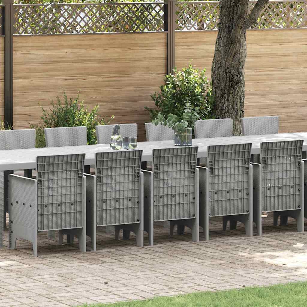 vidaXL Garden Dining Set with Cushions 17 pcs Light Grey PP