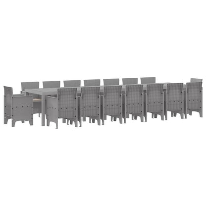 vidaXL Garden Dining Set with Cushions 17 pcs Light Grey PP