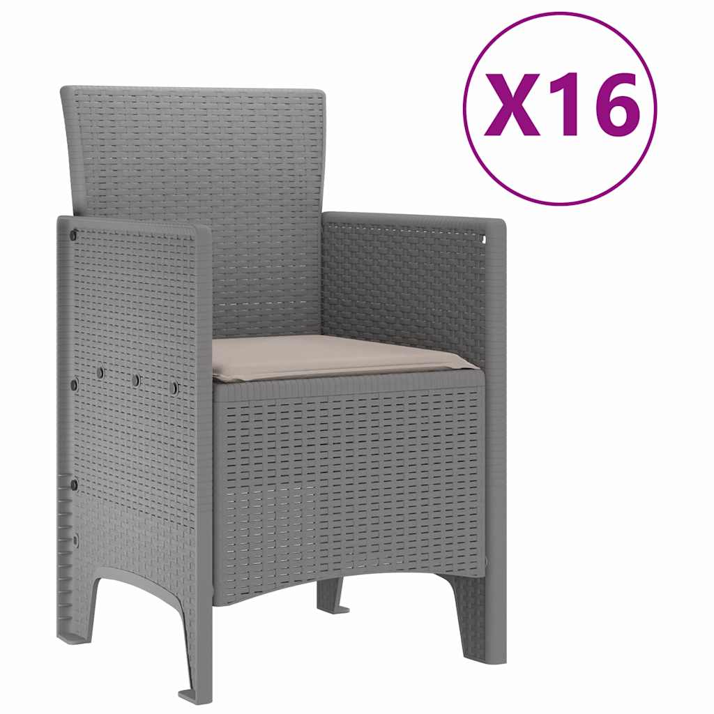 vidaXL Garden Dining Set with Cushions 17 pcs Light Grey PP