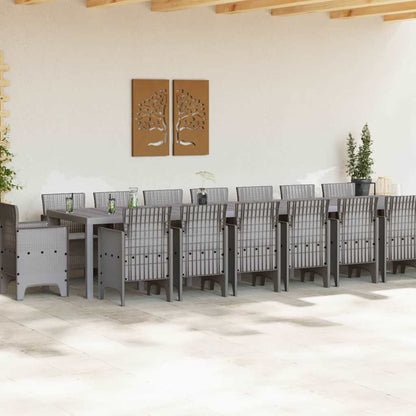vidaXL Garden Dining Set with Cushions 17 pcs Light Grey PP