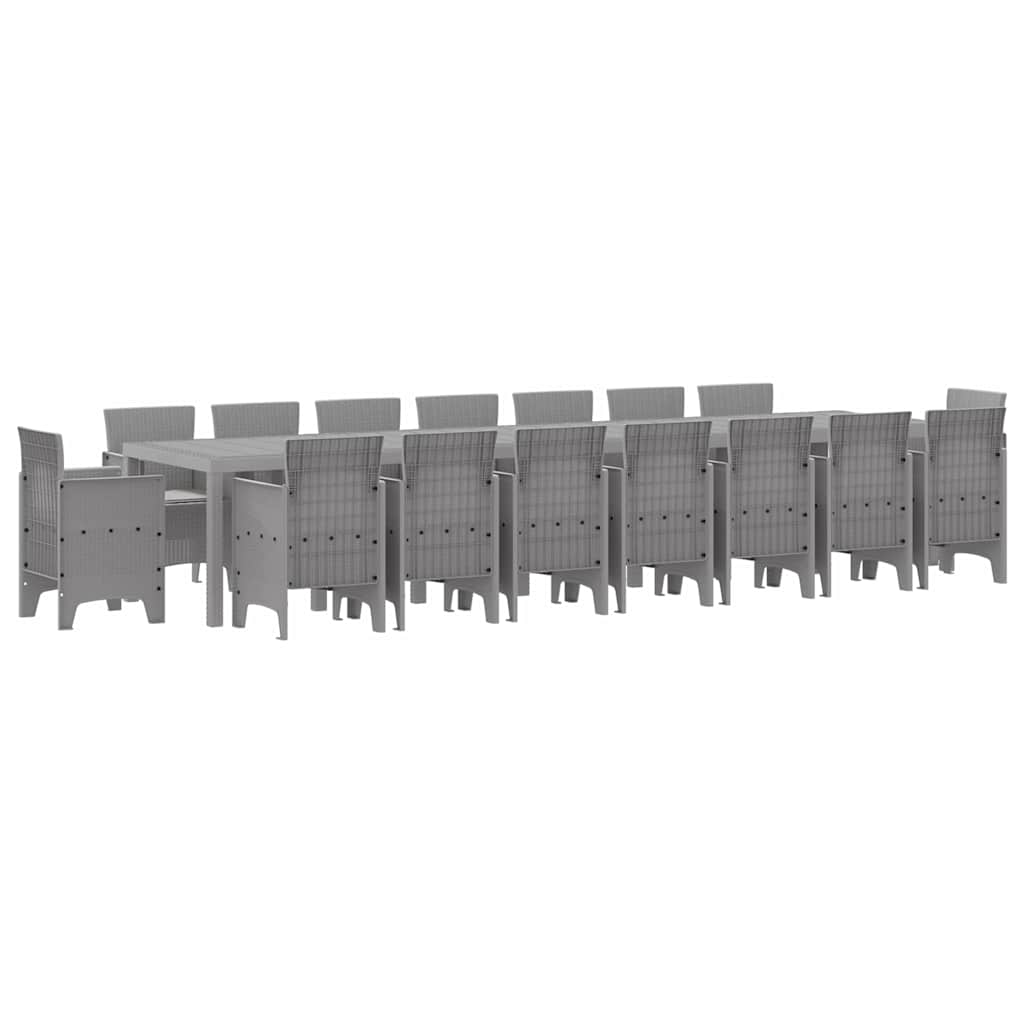 vidaXL Garden Dining Set with Cushions 17 pcs Light Grey PP