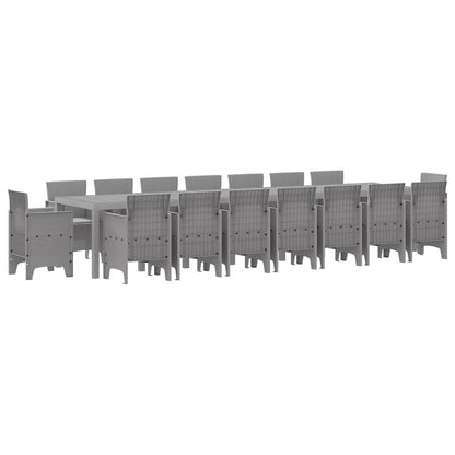 vidaXL Garden Dining Set with Cushions 17 pcs Light Grey PP