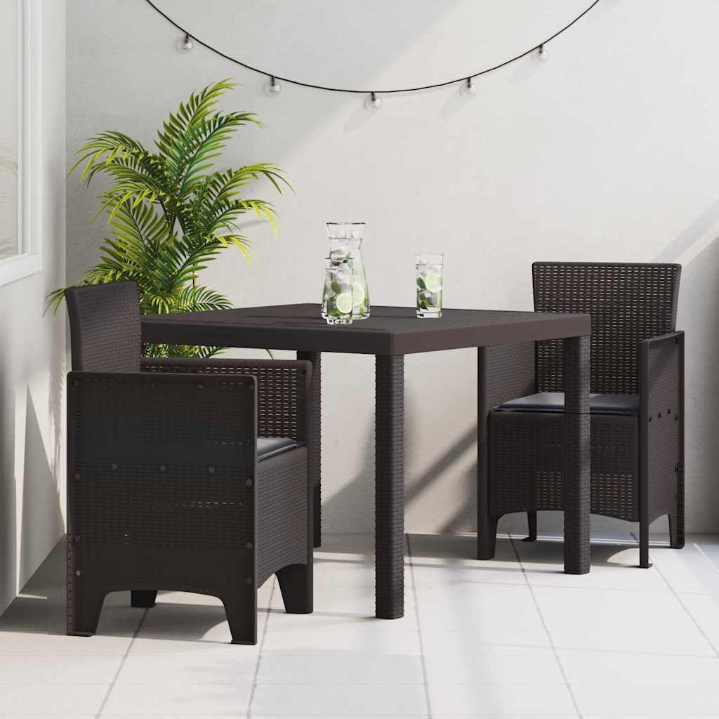 vidaXL Garden Dining Set 3 pcs Brown Polt rattan