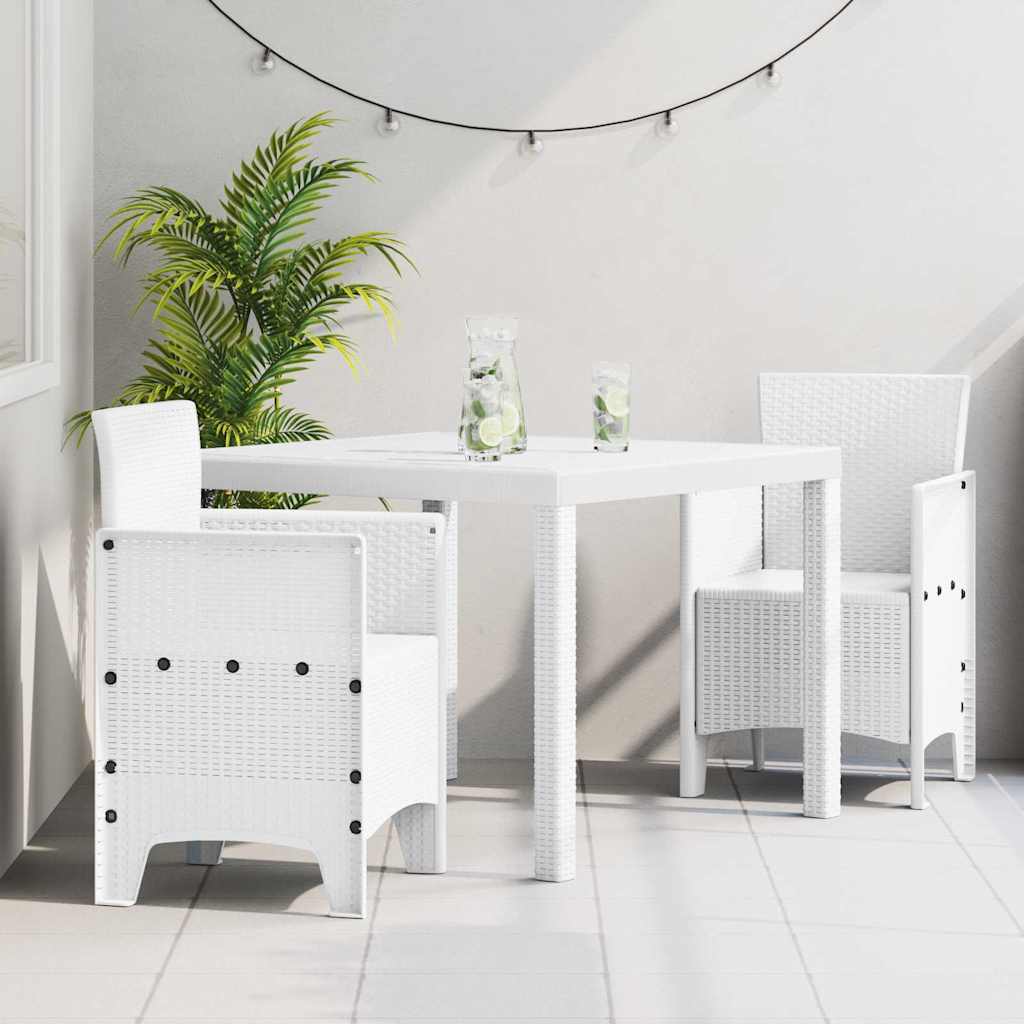 vidaXL Garden Dining Set 3 pcs White Polypropylene